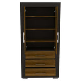 Vitrina Albatros Wengue 90x182cm con Cuatro Compartimientos y con Tres Cajones - Bifes | Bylmo