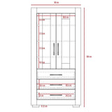 Vitrina Albatros Wengue 90x182cm con Cuatro Compartimientos y con Tres Cajones - Bifes | Bylmo