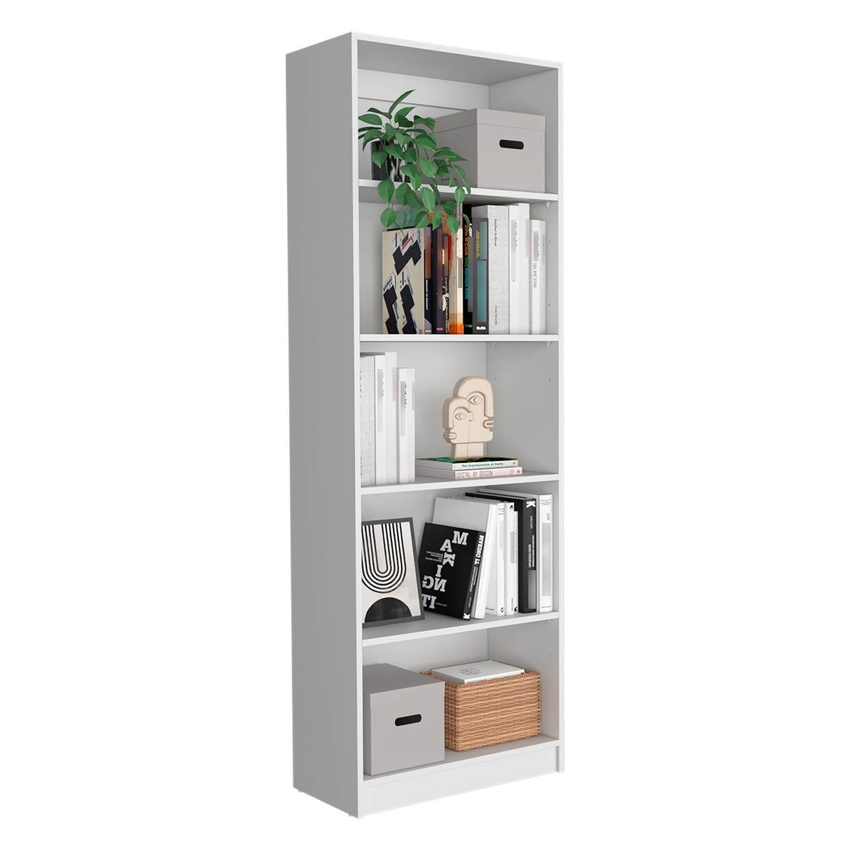 Estantería Home Blanco 63x181cm con Cinco Compartimientos - Bibliotecas y Estanterías | Bylmo