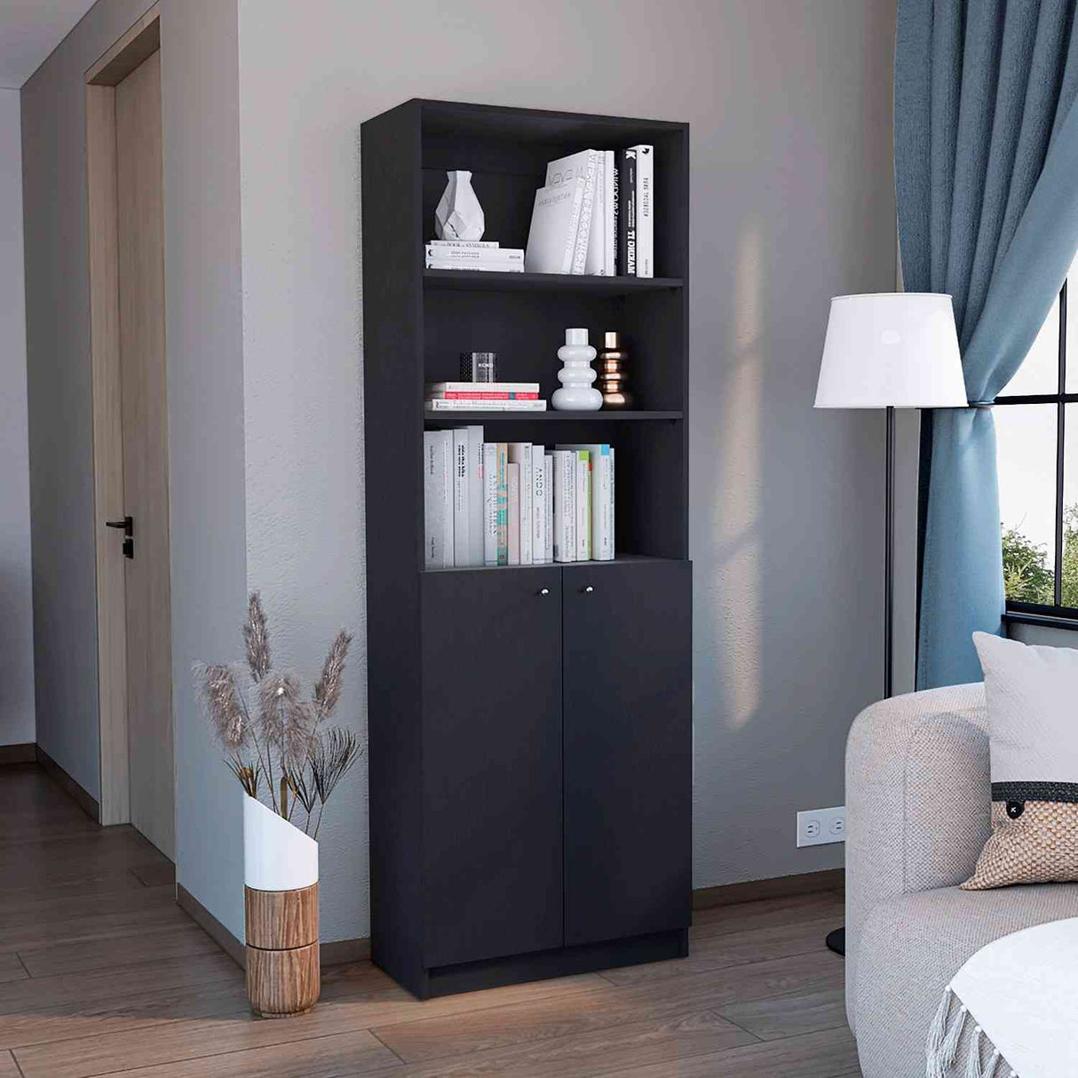 Estantería Home Wengue 63x181cm con Tres Compartimientos y con Un Cajón - Bibliotecas y Estanterías | Bylmo