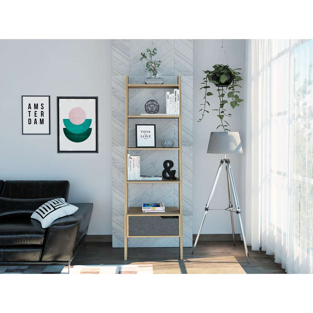 Biblioteca Escalera Mónaco Duna 56 cm con Cajón y Entrepaños - Bibliotecas | Bylmo