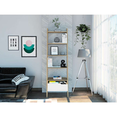 Biblioteca Escalera Oslo Duna 56 cm con Cajón y Entrepaños - Bibliotecas | Bylmo