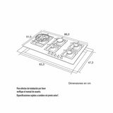 Estufa de Empotrar SI 86 cm Acero a Gas de 5 Puestos - Electrodomesticos | Bylmo
