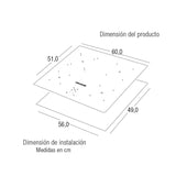 Estufa Eléctrica de Empotrar para Vitrocerámica Challenger Negro 60x51cm de Cuatro Quemadores - Electrodomesticos | Bylmo
