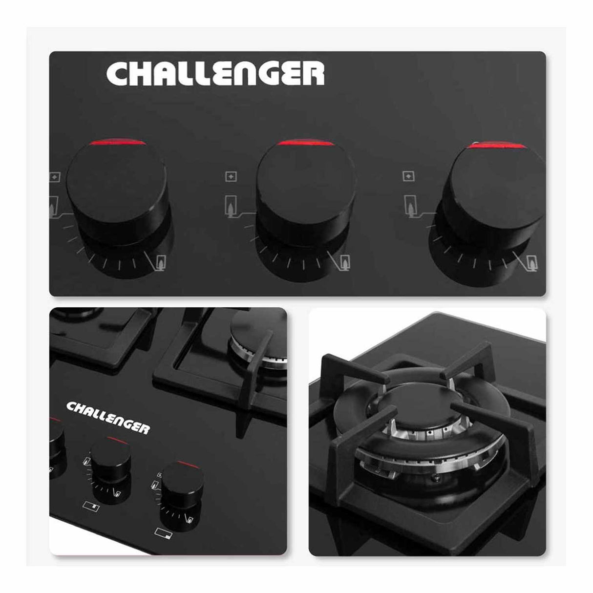 Estufa de Empotrar Challenger Negro 100x43cm de Cuatro Quemadores - Electrodomesticos | Bylmo