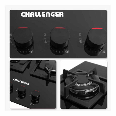 Estufa de Empotrar Challenger Negro 100x43cm de Cuatro Quemadores - Electrodomesticos | Bylmo