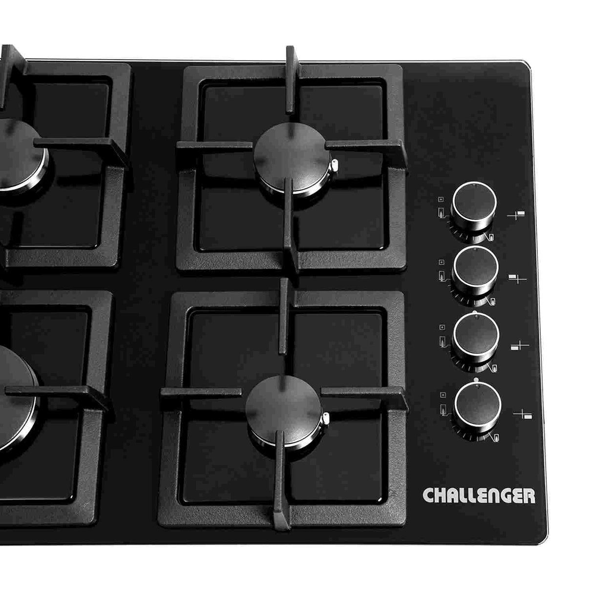 Estufa de Empotrar Challenger Negro 60x45cm de Cuatro Quemadores - Electrodomesticos | Bylmo