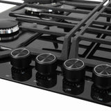 Estufa de Empotrar SQ AES 65 cm Negro a Gas de 4 Puestos - Electrodomesticos | Bylmo