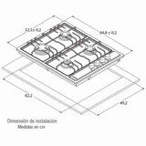 Estufa de Empotrar Challenger Acero 53x65cm de Cuatro Quemadores - Electrodomesticos | Bylmo