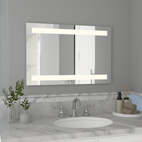 Espejo de Baño Udine Plateado 90x60cm Rectangular con Biselado - Espejos de Baño | Bylmo
