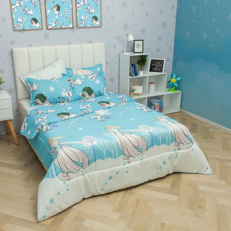 Cubrelecho Español Infantil Azul para Cama Semidoble 120 X 190 Cm Doble Faz de Frozen - Otros textiles | Bylmo