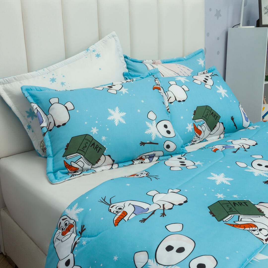 Cubrelecho Acolchado Infantil Azul para Cama Doble 140 X 190 Cm Doble Faz de Frozen - Otros textiles | Bylmo