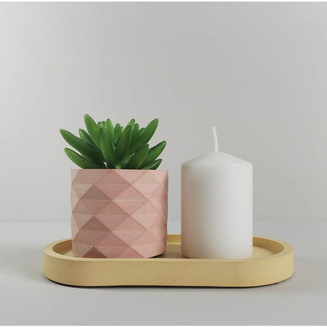 Matera de mesa Lira Palo de Rosa 7x6cm de Cemento Circular de 0.2 Litros - Jardineria | Bylmo