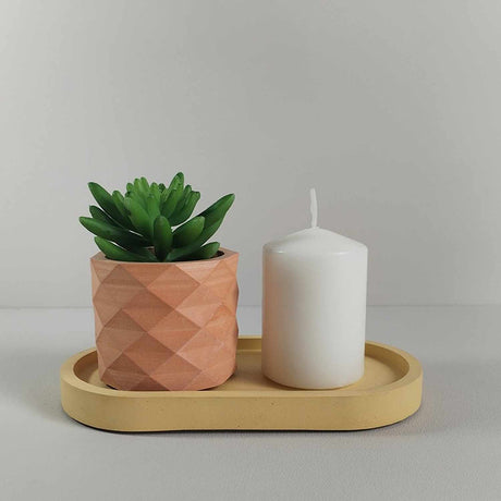 Matera de mesa Lira Terracota 7x6cm de Cemento Circular de 0.2 Litros - Jardineria | Bylmo