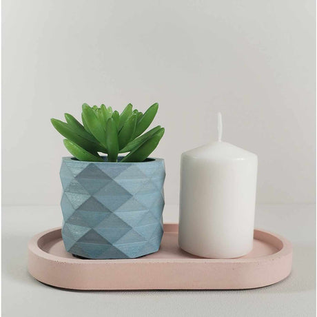 Matera de mesa Lira Azul Petróleo 7x6cm de Cemento Circular de 0.2 Litros - Jardineria | Bylmo