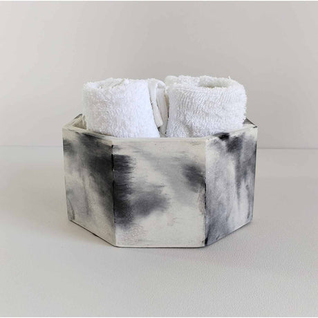 Matera de mesa Terrario Mármol Negro 18x9cm de Cemento Octagonal de 3.5 Litros - Jardineria | Bylmo