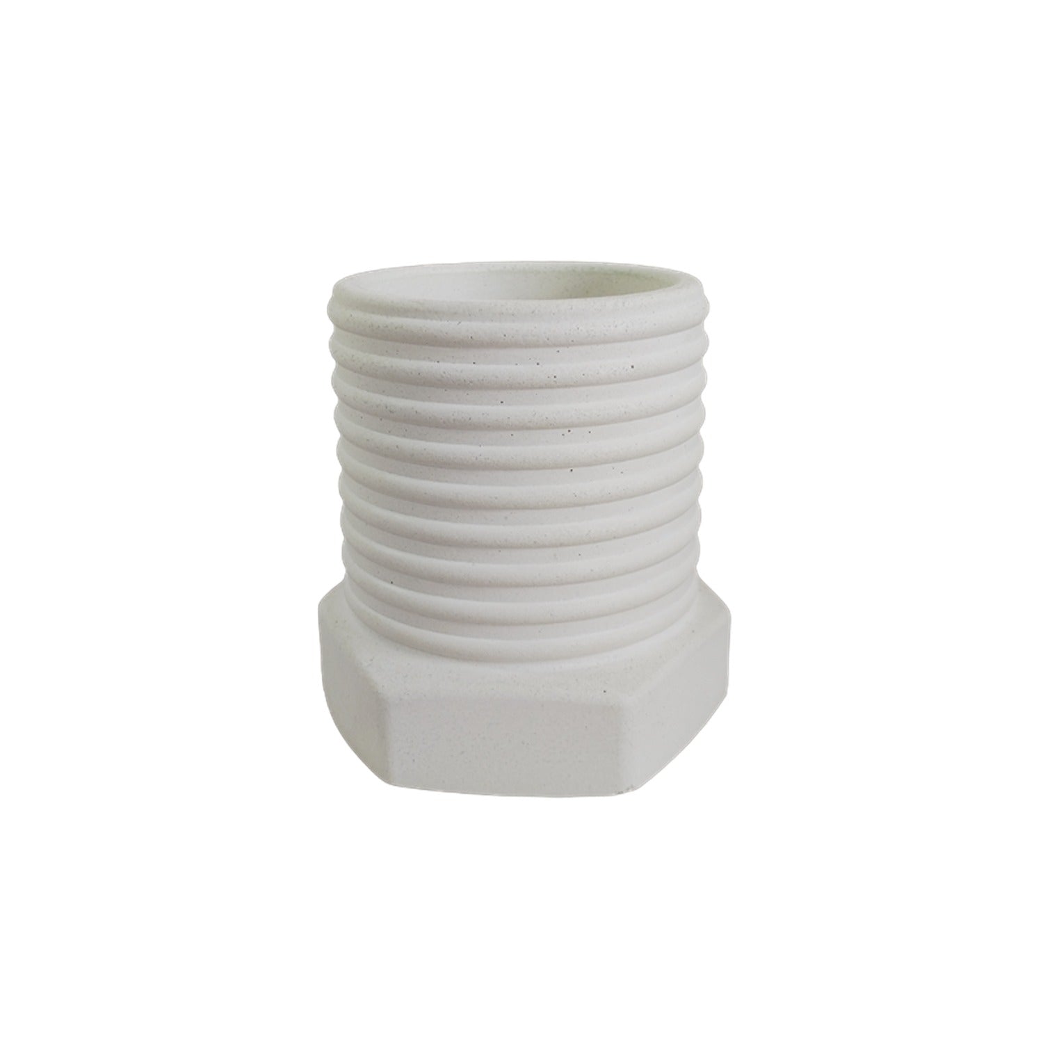 Matera de mesa Tornillo Blanco 10x10cm de Cemento Circular de 0.8 Litros - Jardineria | Bylmo