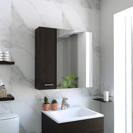 Gabinete de Baño Sines Wengue 60x60cm Cuadrado con Espejo y con Dos Entrepaños - Gabinetes | Bylmo