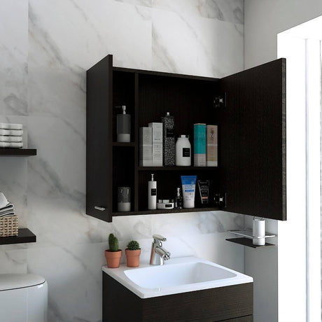 Gabinete de Baño Sines Wengue 60x60cm Cuadrado con Espejo y con Dos Entrepaños - Gabinetes | Bylmo