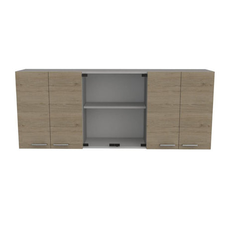 Mueble Superior de Cocina Rovere y Blanco 150x60cm con Seis Puertas con Locero - Cocinas | Bylmo