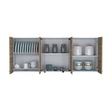 Mueble Superior de Cocina Miel y Blanco 150x60cm con Seis Puertas con Locero - Cocinas | Bylmo