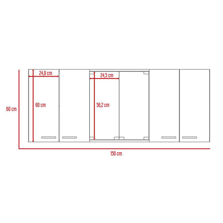 Mueble Superior de Cocina Miel y Blanco 150x60cm con Seis Puertas con Locero - Cocinas | Bylmo