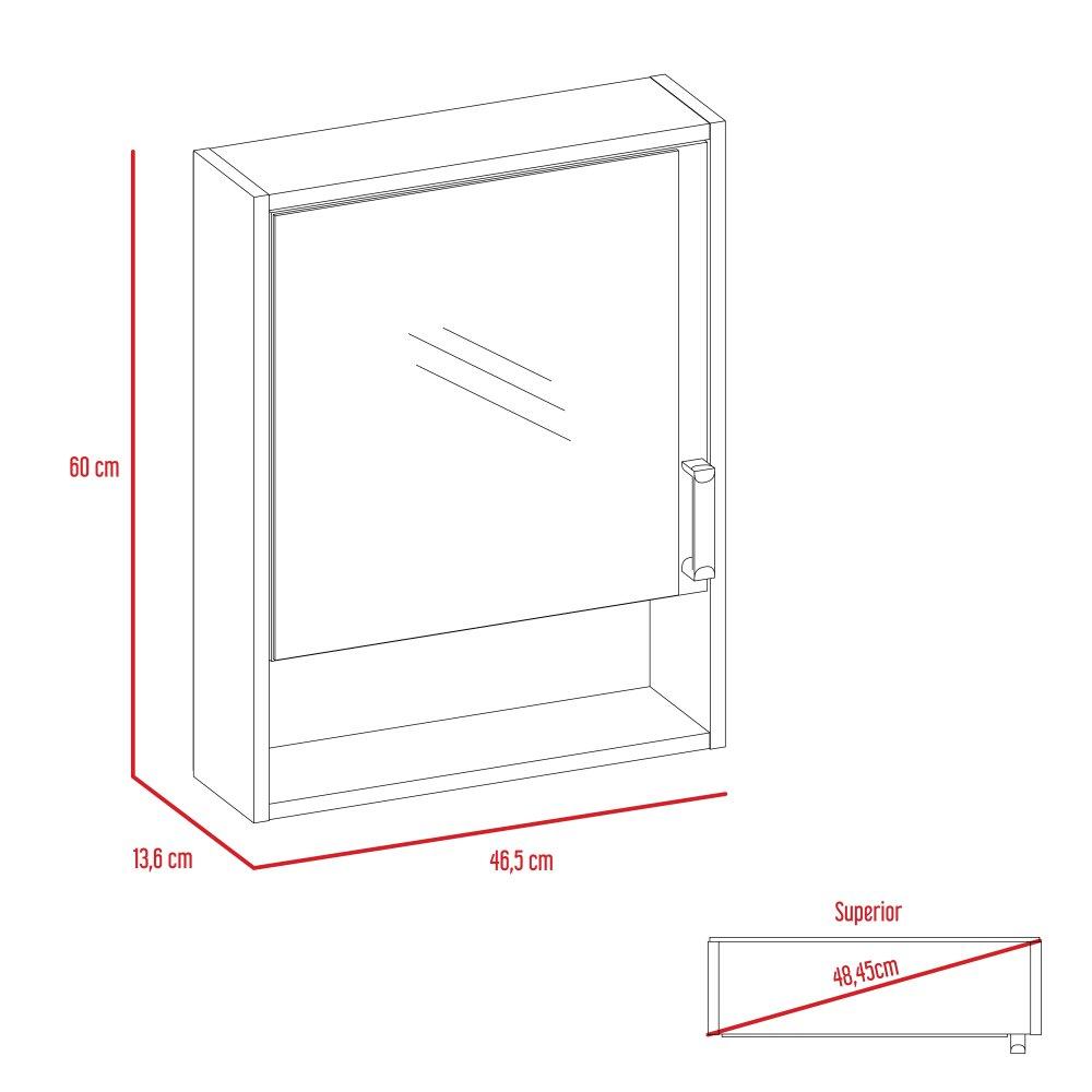 Gabinete de Baño Eco Coñac 46.5x60cm Cuadrado con Espejo y con Dos Entrepaños - Gabinetes | Bylmo