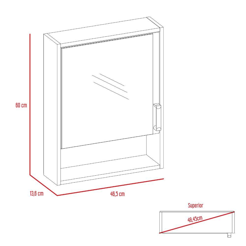 Gabinete Eco Roble 46 cm con Espejo y Entrepaños - Gabinetes | Bylmo