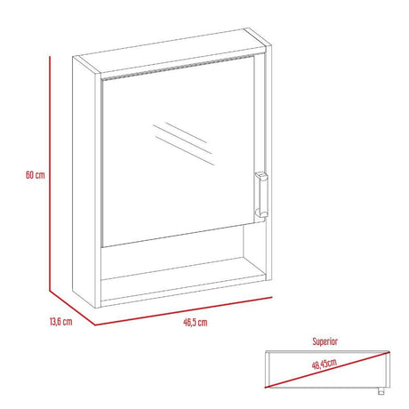 Gabinete Eco Roble 46 cm con Espejo y Entrepaños - Gabinetes | Bylmo
