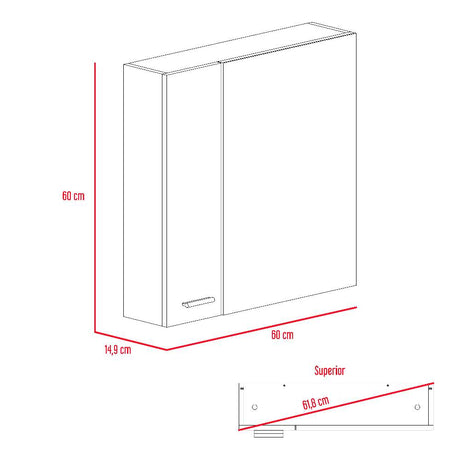 Gabinete Sines Gales y Duna 60 cm con Dos Puertas y Espejo - Gabinetes | Bylmo