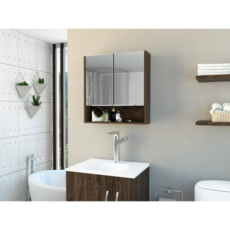 Gabinete Jaspe Coñac 60 cm con Dos Puertas y Espejo - Gabinetes | Bylmo