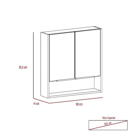 Gabinete Jaspe Miel 60 cm con Dos Puertas y Espejo - Gabinetes | Bylmo