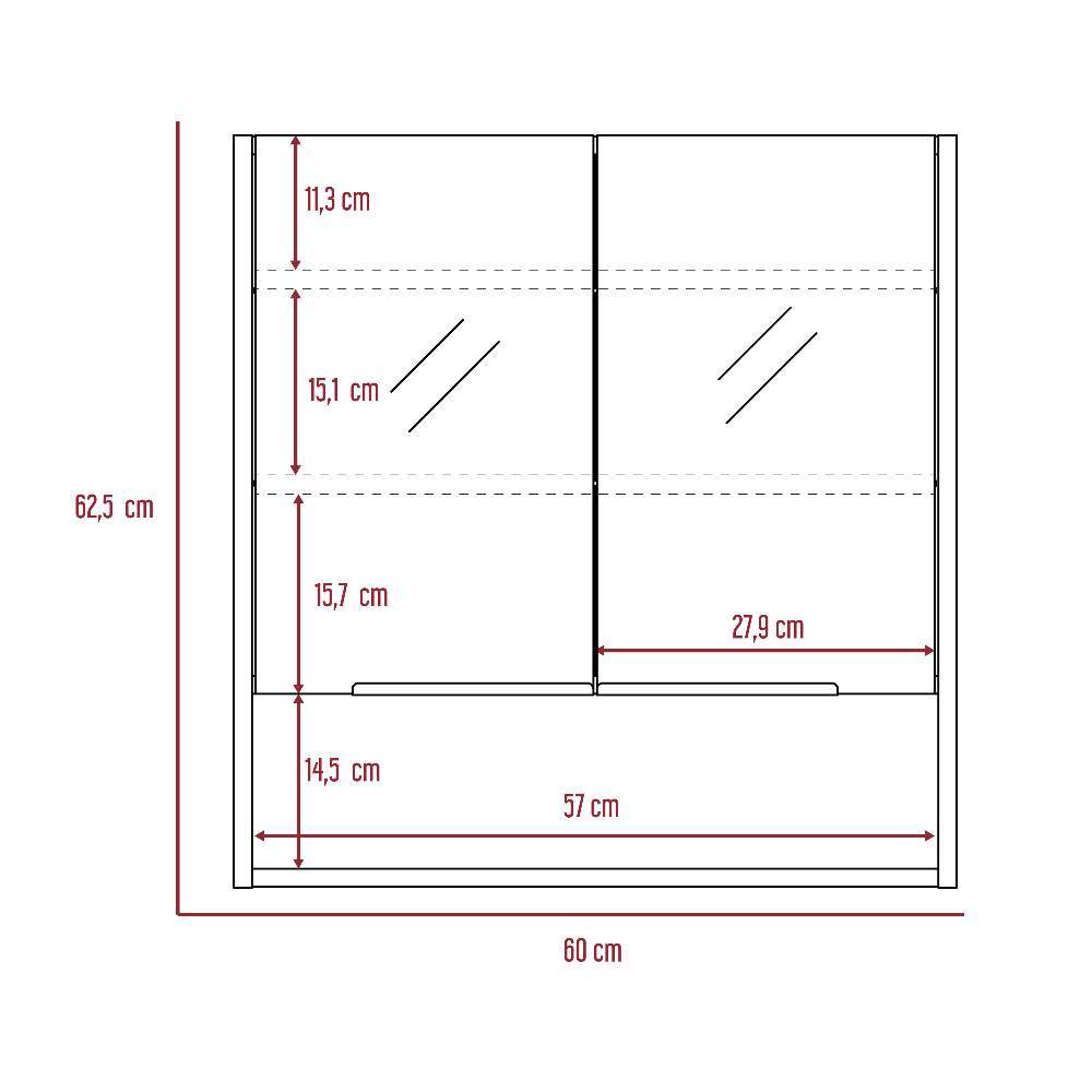Gabinete Jaspe Miel 60 cm con Dos Puertas y Espejo - Gabinetes | Bylmo