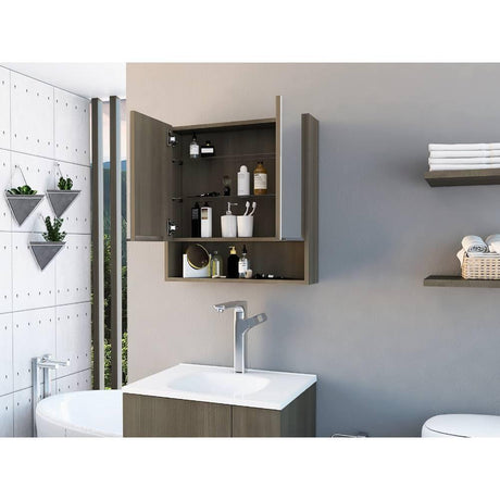 Gabinete Jaspe Olivo 60 cm con Dos Puertas y Espejo - Gabinetes | Bylmo