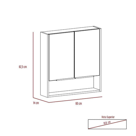 Gabinete Jaspe Olivo 60 cm con Dos Puertas y Espejo - Gabinetes | Bylmo
