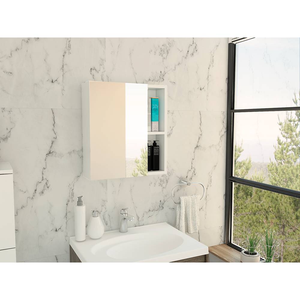 Gabinete de Baño Labelle Blanco 45x49.7cm Cuadrado con Espejo y con Tres Entrepaños - Gabinetes | Bylmo