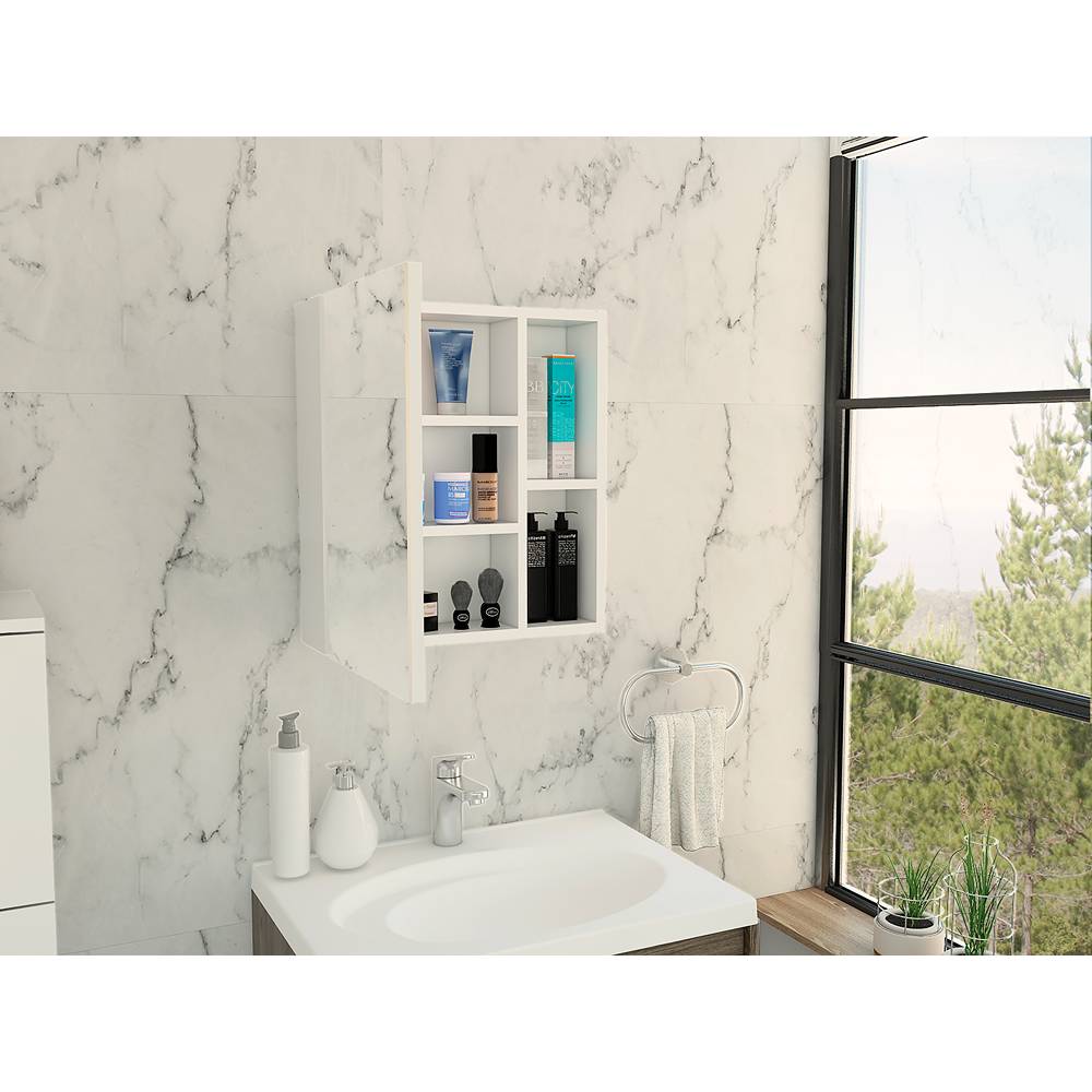 Gabinete de Baño Labelle Blanco 45x49.7cm Cuadrado con Espejo y con Tres Entrepaños - Gabinetes | Bylmo