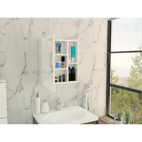 Gabinete de Baño Labelle Blanco 45x49.7cm Cuadrado con Espejo y con Tres Entrepaños - Gabinetes | Bylmo