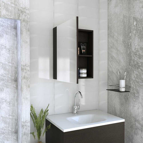 Gabinete de Baño Lumo Wengue 40x50.5cm Cuadrado con Espejo y con Un Entrepaño - Gabinetes | Bylmo