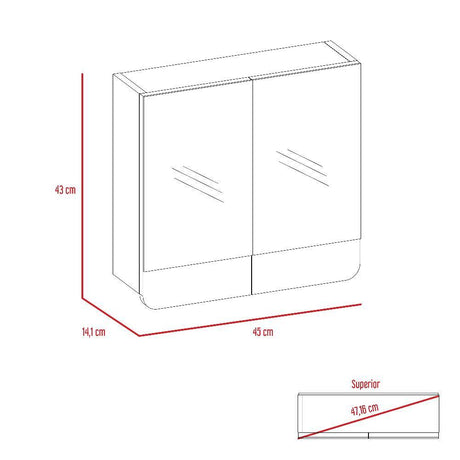 Gabinete Luv Habano y Gris 45 cm con Dos Puertas y Espejo - Gabinetes | Bylmo