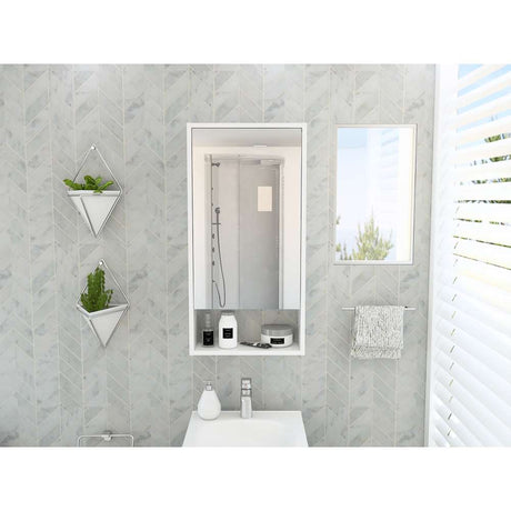 Gabinete de Baño Mariana Blanco 45.5x90cm Rectangular con Espejo y con Dos Entrepaños - Gabinetes | Bylmo
