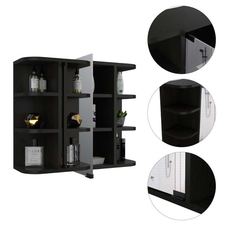 Gabinete de Baño Milan Wengue 60x50cm Cuadrado con Espejo y con Cuatro Entrepaños - Gabinetes | Bylmo