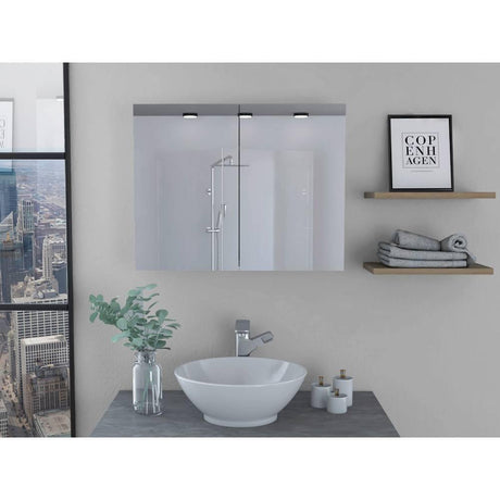 Gabinete Neve Blanco 47 cm con Dos Puertas y Espejo - Gabinetes | Bylmo