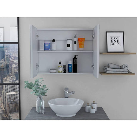 Gabinete Neve Blanco 47 cm con Dos Puertas y Espejo - Gabinetes | Bylmo