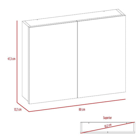 Gabinete Neve Blanco 47 cm con Dos Puertas y Espejo - Gabinetes | Bylmo