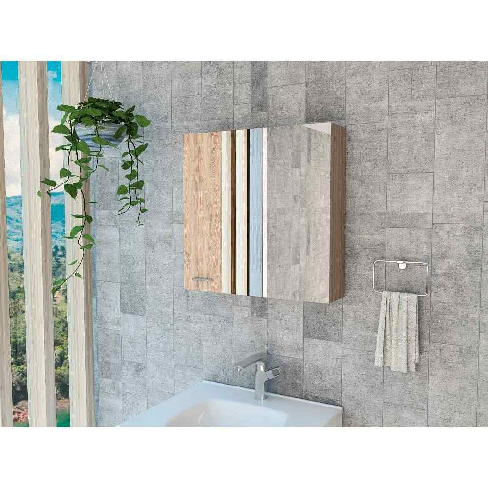 Gabinete de Baño Sines Miel 60x60cm Cuadrado con Espejo y con Dos Entrepaños