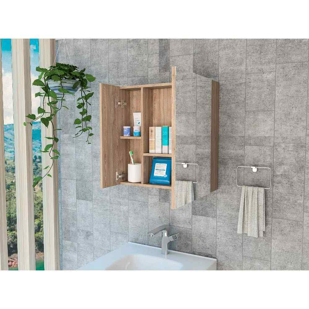 Gabinete de Baño Sines Miel 60x60cm Cuadrado con Espejo y con Dos Entrepaños