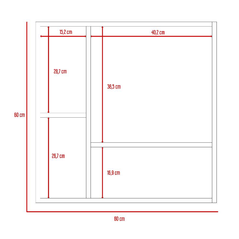 Gabinete de Baño Sines Miel 60x60cm Cuadrado con Espejo y con Dos Entrepaños