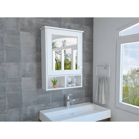 Gabinete de Baño Viña Blanco 53x73.6cm Cuadrado con Espejo y con Tres Entrepaños - Gabinetes | Bylmo