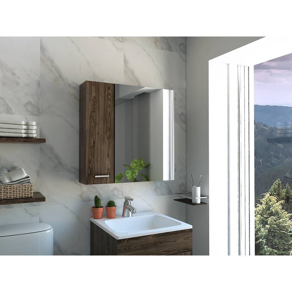Gabinete de Baño Sines Coñac 60x60cm Cuadrado con Espejo y con Dos Entrepaños - Gabinetes | Bylmo